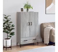 Teenpull Sonoma Armoire haute en bois avec pieds en métal Gris 69,5 x 31 x 115 cm Espace de rangement pour salon, salle à manger, couloir