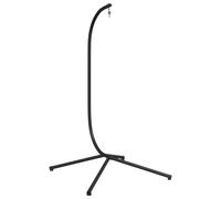 Teenpull Structure de fauteuil suspendu en acier noir robuste en forme de C avec pied en croix pour meubles de jardin, balcon, terrasse et véranda, 150 kg
