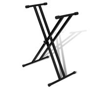Teenpull Support de Clavier réglable en Acier Noir Double Barre Pliable avec 5 Niveaux de Hauteur 64-98,5 cm pour Instrument Musique scène Studio Orchestre Concert école