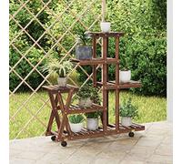 Teenpull Support de fleurs avec roulettes, 95 x 25 x 101 cm, sapin en bois massif, pour plantes, intérieur et extérieur, étagère décorative
