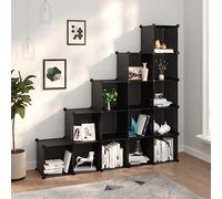 Teenpull Système de rangement modulaire à 15 cubes en plastique PP noir - Organiseur polyvalent pour la maison, le bureau, le dortoir - Montage facile