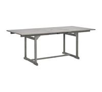 Teenpull Table à dîner de Jardin en Bois d'acacia Massif Gris lavé Extensible 150-200x100x75cm avec Trou Parasol pour terrasse Patio Balcon Espace extérieur