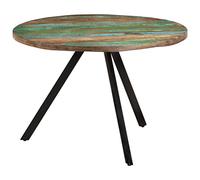 Teenpull Table à manger 110 x 75 cm, bois massif recyclé pour cuisine, salle à manger, table de cuisine ronde, fer revêtu par pulvérisation, design unique, construction stable