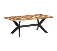 Teenpull Table à manger 200 x 100 x 75 cm, bois massif d'acacia et caoutchouc, couleur miel, style industriel, table en bois robuste pour salle à manger, cuisine, salon