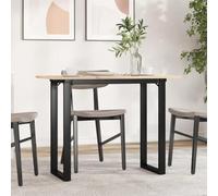 Teenpull Table à manger avec cadre en O, 100 x 50 x 75 cm, pin massif, cadre en acier robuste, idéale pour la cuisine, la salle à manger, les espaces compacts