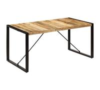 Teenpull Table à Manger Bois de manguier Massif 160x80x75 cm Finition laquée Pieds Acier Enduit de Poudre Table de Cuisine Stable Durable Design Industriel