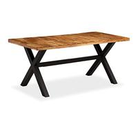 Teenpull Table à Manger en Bois Massif d'acacia et manguier 180x90x76 cm avec Pieds en Acier, Ensemble pour Salle à Manger, Style Industriel Durable et Facile à Assembler