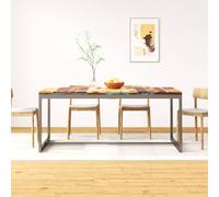Teenpull Table à Manger en Bois Massif et Acier 180 cm, Style Industriel, Base Robuste en Acier laqué, Surface polie et laquée, idéale pour Cuisine et Salle à Manger, Montage Facile et Design Unique