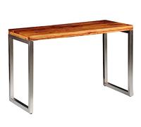 Teenpull Table à manger en bois massif, fabriquée à la main, 115 x 55 x 76 cm, pieds en acier pour salle à manger, salon ou bureau, design unique pour votre maison