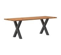 Teenpull Table à manger en chêne massif - 220 x 80 x 74 cm - Robuste - Avec pieds en X - Idéale pour salle à manger, cuisine, salon - Design moderne - Durable