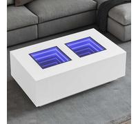 Teenpull Table Basse avec LED Infini Blanc en Bois d'ingénierie 116x69x40 cm Stable multifonctionnelle avec éclairage RVB Personnalisable pour Salon et Chambre