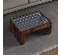 Teenpull Table Basse avec LED Infini chêne fumé 70x50x30 cm Bois d'ingénierie Stable Multifonction pour Salon Ambiance personnalisée avec éclairage RVB