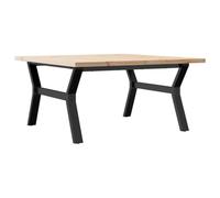 Teenpull Table Basse Cadre en Y Bois de pin Massif et Acier 90x90x45,5 cm Stable Durable pour Salon Salle à Manger Design Naturel