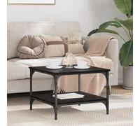 Teenpull Table basse carrée avec étagère, aspect chêne, noire, 55 x 55 x 40 cm, pour salon