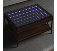 Teenpull Table Basse chêne Marron 70x50x38 cm avec LED Infini, Bois d'ingénierie Durable, Pieds métal Stables, éclairage RVB réglable pour Salon, Table d'appoint multifonctionnelle