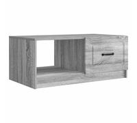 Teenpull Table basse en bois Sonoma gris 90 x 50 x 37 cm avec espace de rangement et 2 étagères pour salon, salon, coin salon, étagère pour boissons et décoration
