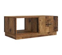 Teenpull Table basse en bois vieilli, 90 x 50 x 37 cm, avec espace de rangement et 2 compartiments, table de salon polyvalente pour canapé, salon, avec compartiment de rangement, étagère, idéale comme