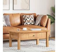 Teenpull Table Basse en pin Massif 100x60x43,5 cm avec tiroir, Table d'appoint pour Salon, Meuble de Rangement Pratique, Assortiment Panama, Finition Bois Naturel
