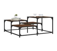 Teenpull Table basse marron aspect chêne, 87,5 x 87,5 x 40 cm, matériau en bois, cadre en métal, pieds réglables, carrée, étagère stable pour salon