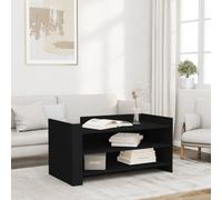 Teenpull Table basse noire 100 x 50 x 50 cm en bois avec espace de rangement, table d'appoint pour magazines et livres, design robuste