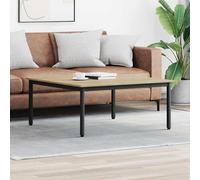 Teenpull Table basse Sonoma en bois 100 x 100 x 45 cm avec pieds en métal stables, table de salon rectangulaire pour canapé, table basse multifonctionnelle avec grande surface de rangement et