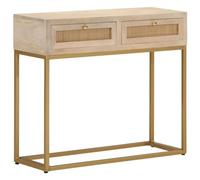 Teenpull Table console 90 x 30 x 76 cm en bois massif mangue et fer, table de couloir avec espace de rangement, buffet stable pour entrée, meubles d'accentuation
