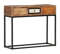 Teenpull Table Console dorée en Bois de récupération Massif 90x30x75 cm avec Cadre Acier Enduit de Poudre, 3 tiroirs de Rangement, Meuble Buffet et crédence pour Salon et Salle à Manger