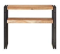 Teenpull Table Console en Bois d'acacia Massif 90x30x75 cm avec étagères en Fer Enduit de Poudre, Meuble d'appoint pour Salon et Chambre, Table de Chevet Stable et Durable