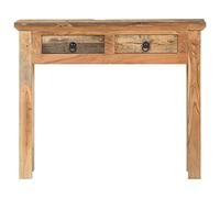 Teenpull Table Console en Bois d'acacia Massif et Bois de récupération 90,5x30x75 cm avec 2 tiroirs, Meuble d'entrée Unique pour Salon et Chambre, Finition Naturelle élégante