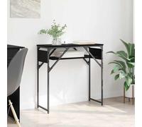 Teenpull Table console noire aspect chêne 75 x 30 x 75 cm Table d'appoint avec 2 étagères Cadre en bois solide en métal Style loft industriel pour salon, couloir, max. 75 kg