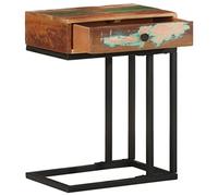 Teenpull Table d'appoint en U en Bois de récupération Massif 45x30x61 cm avec tiroir, Table de Chevet et Table d'appoint pour Salon et Chambre, Finition Naturelle, Design Unique