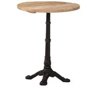 Teenpull Table de Bistro Bois de manguier Brut Ø60x76 cm avec Base en Fonte Stable, Table de Cuisine et Salle à Manger, Ensemble idéal pour Repas et décoration Romantique