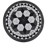 Teenpull Table de Bistro mosaïque Noir et Blanc 60 cm, Cadre en Fer laqué, Dessus en céramique, Table d'appoint pour Balcon et Jardin, Facile à Assembler, idéale pour terrasse et Patio