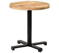 Teenpull Table de bistrot ronde Ø 70 x 75 cm, bois de manguier robuste, finition naturelle, pied en fer noir, idéale pour la cuisine, la salle à manger, les petits espaces de vie