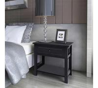 Teenpull Table de Chevet 2 pcs Bois Noir en Paulownia 40x29x42 cm Ensemble de Tables de Nuit avec tiroir, Rangement Pratique pour Chambre et Salon