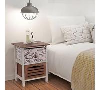 Teenpull Table de Chevet 2 pcs en Bois de Paulownia 30x28x46 cm, Ensemble de Tables de Nuit rustiques avec 2 tiroirs, Tables d'appoint pour Chambre et Salon, Rangement Compact Pratique
