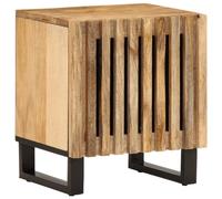 Teenpull Table de chevet 40 x 34 x 46 cm, en bois de manguier rugueux, console de chevet en bois massif avec porte, table d'appoint stable pour chambre à coucher, salon, couloir, look industriel