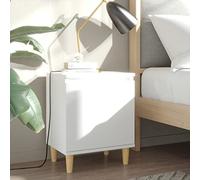 Teenpull Table de Chevet Blanc avec Pieds en Bois Massif 40x30x50 cm Stable et Robuste, Table de Nuit scandinave avec Compartiment de Rangement pour Chambre et Salon