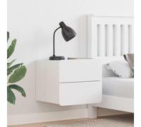 Teenpull Table de Chevet Blanc en Bois de pin Massif 39 x 34 x 33 cm avec 2 tiroirs, Meuble Mural Moderne pour Chambre, Table d'appoint Fonctionnelle et Gain de Place