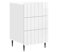 Teenpull Table de chevet blanche brillante en bois 43 x 41 x 68 cm avec 3 tiroirs, table d'appoint moderne pour chambre à coucher, salon, chambre d'enfant, rangement polyvalent et design fin