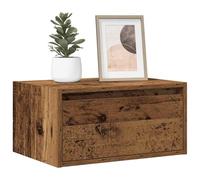 Teenpull Table de Chevet Murale en Bois d'ingénierie Vieux Bois avec lumières LED RVB, Espace de Rangement 51x35,5x25 cm, Design Flottant pour Chambre, Ambiance Personnalisable et connecteur USB