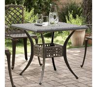 Teenpull Table de jardin bronze 80 x 80 x 75 cm en fonte d'aluminium résistante aux intempéries avec trou pour parasol pour jardin, terrasse, balcon, table à manger d'extérieur