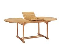 Teenpull Table de Jardin Extensible en Teck Solide 150-200x100x75 cm avec Trou Parasol pour terrasse et Balcon, Table extérieure de Repas résistante aux intempéries