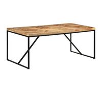 Teenpull Table de salle à manger en bois d'acacia massif et de manguier, design chevron, pour cuisine et salle à manger, style industriel, pieds en acier noir, 180 x 90 x 76 cm