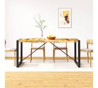 Teenpull Table de salle à manger en bois de manguier massif rugueux, 180 cm de long, grain unique, design durable pour cuisine et salle à manger