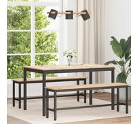 Teenpull Table de Salle à Manger en Bois de pin Massif Naturel 140x80x75 cm Stable avec Pieds métalliques carrés Design élégant Usage intérieur Repas et Cuisine