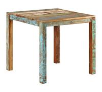Teenpull Table de salle à manger en bois massif recyclé, 82 x 80 x 76 cm, fabriquée à la main, table de cuisine unique en bois recyclé pour salle à manger, design rustique, meuble durable