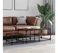 Teenpull Tables Basses gigognes 2 pcs chêne fumé Bois d'ingénierie avec Dessus Robuste Grande 100x50x40 cm Petite 39x39x29 cm Ensemble Polyvalent pour Salon Chambre Bureau