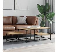 Teenpull Tables Basses gigognes 2 pcs chêne Sonoma Bois d'ingénierie avec Dessus Robuste 100x50x40 cm et 39x39x29 cm Ensemble Pratique pour Salon Chambre Bureau