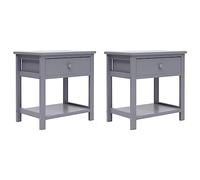 Teenpull Tables de Chevet 2 pcs Gris en Bois de Paulownia 40x29x42 cm avec Tiroir et Étagère, Ensemble de Tables de Nuit pour Chambre et Salon, Tables d’Appoint Fonctionnelles et Élégantes